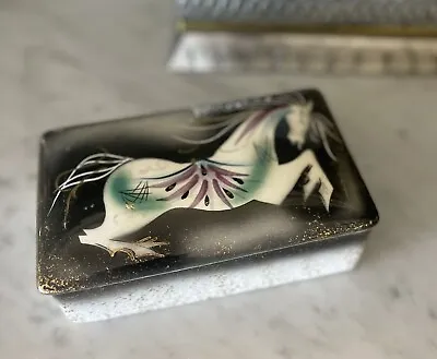 Vintage Mid-Century Modern (MCM) Ceramic Prancing Horse Trinket Box • $15.99