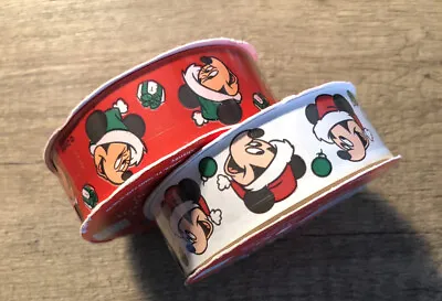 Disney Mickey Minnie Mouse Christmas Ribbon 1in W X 9Ft L 2 Rolls Unopened • £15.19