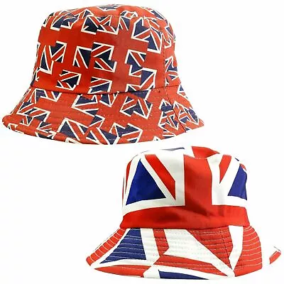 Union Jack Unisex Reversible Bucket Hat Queen's Jubilee British Hats Women & Man • £8.99