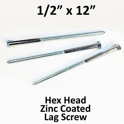 (40) 1/2  X 12  Lag Screws WHITE ZINC Hex Head Heavy Duty Wood Lag Bolts Bulk • $88.50