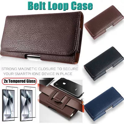 Leather Belt Loop Clip Case Full Cover For Samsung Galaxy S24 Ultra/S24+/S24 • $13.99