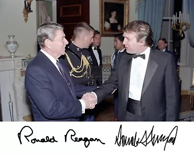 President Donald Trump & Ronald Reagan Shaking Hands Autographed 8x10 Photograph • $8.49