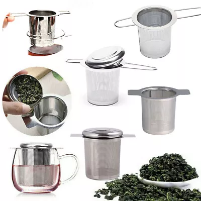 Stainless Steel Mesh Tea Infuser Strainer Loose Leaf Metal Cup Filter With Lid • $3.22