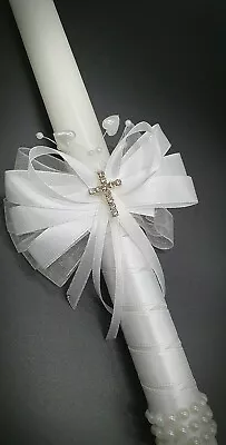 Christening Candle 35 Cm Long Cross Church Candle Christening Ceremony  • £13