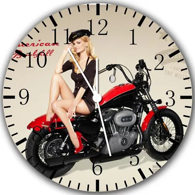 American Girl Motorcycle Frameless Borderless Wall Clock Nice Gifts Or Decor Y01 • $22.95