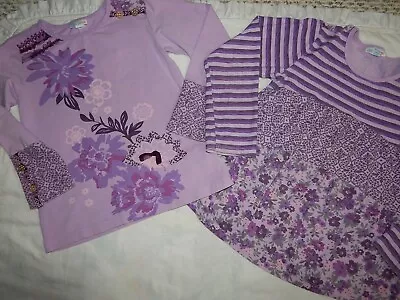 2 Naartjie Girls Size 9 XXL Lavender Floral Tunic Top Shirts • $12.99