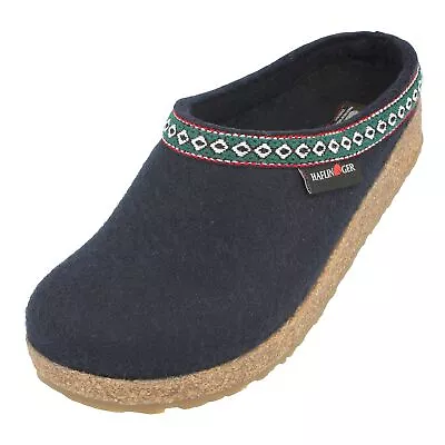 Haflinger Unisex Adult GZ Classic Grizzly Clog With Natural Wool Navy Size 40 • $116.23