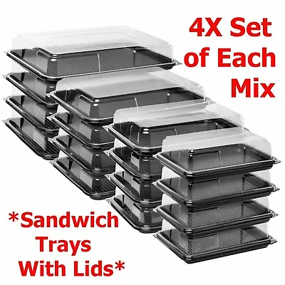£35.99 • Buy 16X COMBO Plastic Platters Sandwich Food Trays With Lids Party Buffet Catering