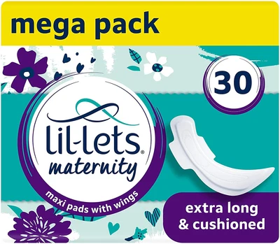 £8.79 • Buy Lil-Lets Maternity Pads | 30 X Extra Long Maxi Thick Pads With Wings | 3 Packs
