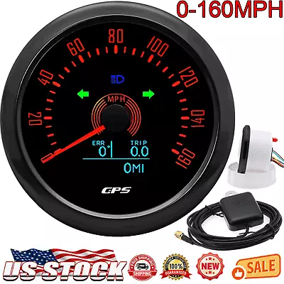 85MM Black GPS Speedometer Gauge 0-160MPH With Turning Light For Boat Car Truck  • $44.96