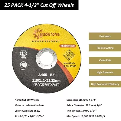 25 PACK Cut Off Wheels 4-1/2  Metal Stainless Steel Angle Grinder Cutting Disc • $15.29