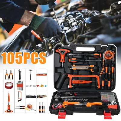 $41.97 • Buy 105 Pieces Household Tool Kit Auto Repair Tool Set Hardware Tools With Carry Box
