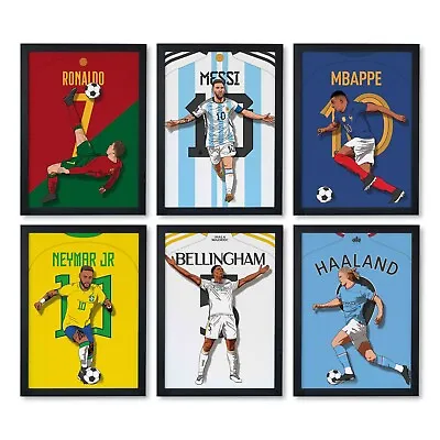 Football Poster | Choose 30+ Players: Messi Ronaldo Mbappe Haaland & More... • £24.95