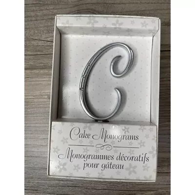 Wedding Small C Silver Finish Monogram Initial Rhinestones Cake Topper • $11.98