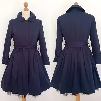 £99 • Buy Topshop Coat Size 12 Navy Blue Victorian Riding Jacket