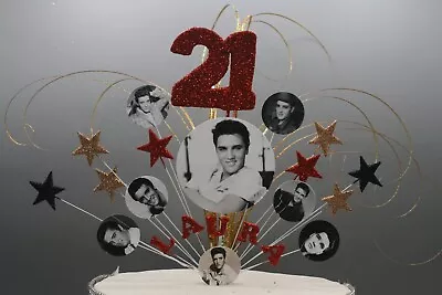 Elvis Birthday Cake Topper Spray Any Age Colour  Stars On Wires Decoration 004 • £14.99