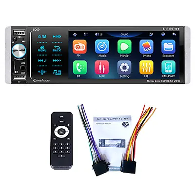 1DIN Car Radio MP5 Player Stereo Bluetooth Touch Screen For Carplay Android Auto • £62.52