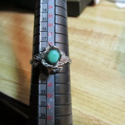 Vintage Native American Turquoise And Tested Silver Flower Ring Size 9 • $34.99