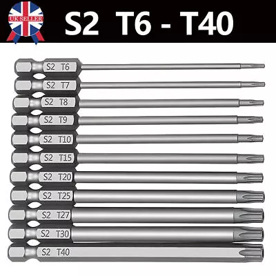 11Pcs Long Reach Torx Star Hex Security Bit Set Tamper Proof Screwdriver Bits • £4.49