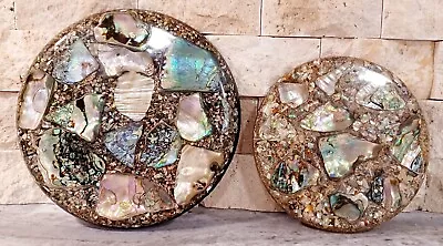 Pair Of Vintage Trivet / Hot Plates Handmade In California Abalone Shells • $45