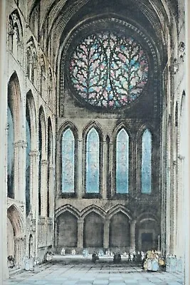 Edward Sharland. Signed Coloured Drypoint. Lincoln Cathedral Interior • £26