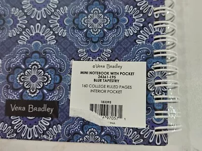 Vera Bradley Mini Notebook With Pocket Blue Tapestry • $14