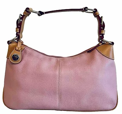 Dooney & Bourke Pale Pink Pebbled Tan Leather Zip Top Hobo Shoulder Bag Handbag • $21.50