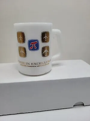 Vintage Pride In Excellence Boeing Commercial Airplane Milk Glass Coffee Cup Mug • $19.99