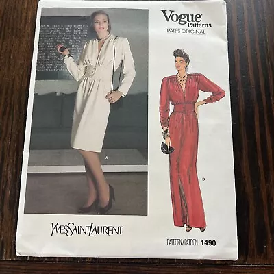 Vogue Paris Original Vintage 80’s Sewing Pattern Laurent Dress #1490 UC Sz14/36B • $18.95