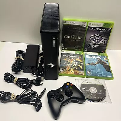 Xbox 360 S 4GB Console Bundle 5 Games Controller Hookups EUC TESTED Works Great! • $89