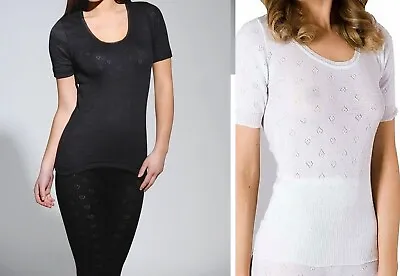 New Women's Thermal Spencer Underwear Short Sleeve Vest T Shirt Tops Winter • £6.99