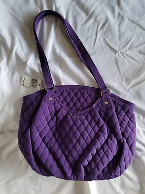 Vera Bradley Elderberry Purple GLENNA Microfiber Shoulder Bag Tote Purse Satchel • $100