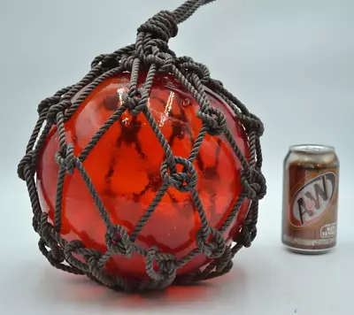 Vintage Glass Fishing Float In  Red Amber • $64.95