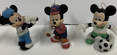 $39.99 • Buy Disney Rare Mickey Mouse Sports Porcelain Figurines Ornaments Set Of 3 New