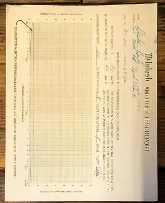 McIntosh  Amplifier Test Report Sheet / Results  MC-240    *Original* • $19.97