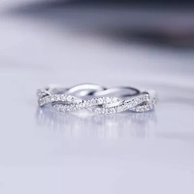 2Ct Lab Created Diamond Infinity Twisted Wedding Band Ring 14K White Gold Plated • $139.99