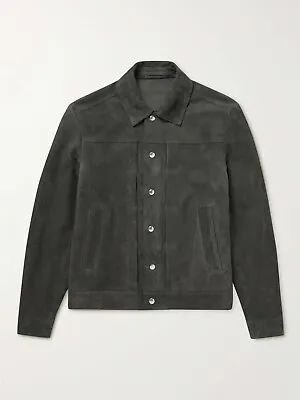 Mr. Porter. Suede Leather Nubuck  Trucker Jacket! NWT. Retail $1075. Size L! • $325