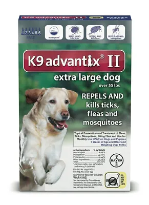 K9 Advantix II | XL Dogs Over 55lbs | 6 Doses | Repels+kills Fleasticksmosqito • $62.95