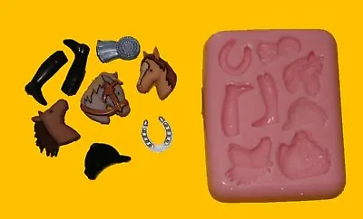 Show Jumping Horse Silicone Mould For Cake Toppers Chocolate Clay Etc • £7.50