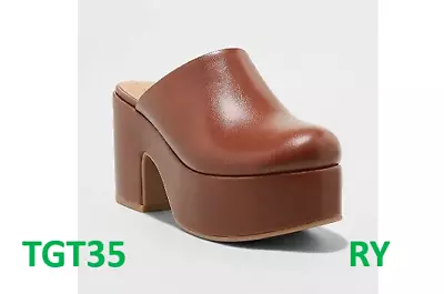Women's Cheyenne Platform Clog Heels - A New Day Dark Brown Size- 6 • $31.20