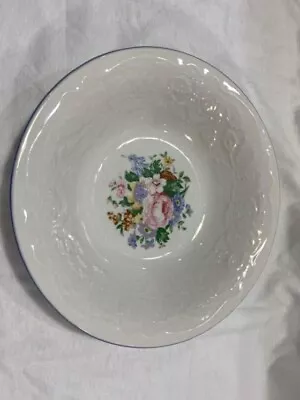 Bowl Tabletops Unlimited Floral Victoria Rose Ceramic China Rimmed In Blue NICE • $8.25