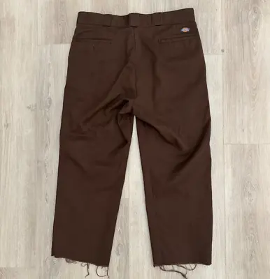 Vintage Dickies Workwear Raw Edge Pants Sz 34 Chocolate Brown Carhartt Like Vtg • $19.99
