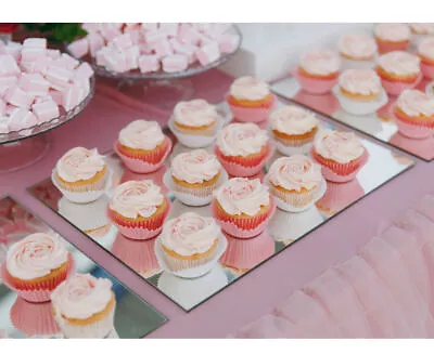 Silver Mirror Square Reusable Long Lasting Hardwearing Cake Board Reflective • £7.60