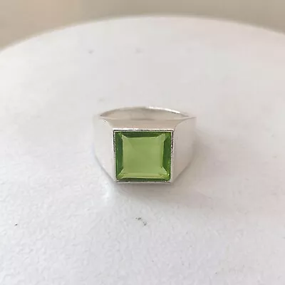 Peridot Men's Ring Solid 925 Sterling Silver Handmade Band Ring All Size AK31 • $17.35