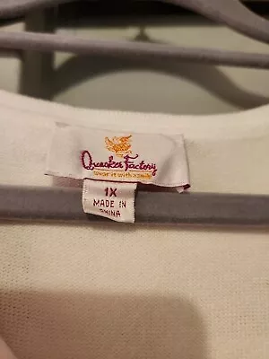Quacker Factory  Bring On Spring  Pretty Cotton White Cardigan ~ SIZE 1X  • $12.99