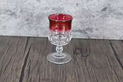 Vintage Kings Crown Ruby Cranberry Flash Thumbprint Cordial Glass Goblets • $9.99