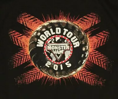 Monster Jam 2015 World Tour Grave Digger Max D Black T-Shirt Men's Medium EUC • $14.97