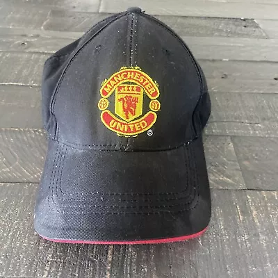 Vintage MANCHESTER UNITED Soccer Cap Snapback Adjustable Hat BLACK HK7 • $17.05