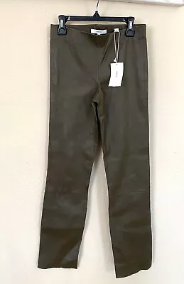 Vince Xs Stitch Front Lamb Leather Leggins Stretch Olive Pull On Pants Nwt $995 • $249.99