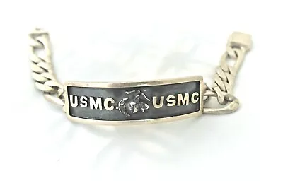 Usmc Marines Marine Corps Logo Solid Sterling Silver .925 Link Bracelet • $179.95